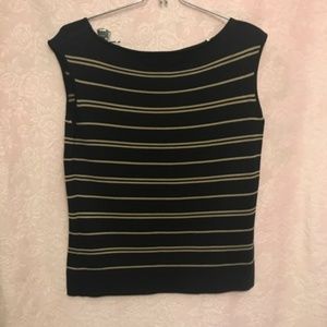 BananaRepublic Black/Creme Stripe TightKnit Tank S